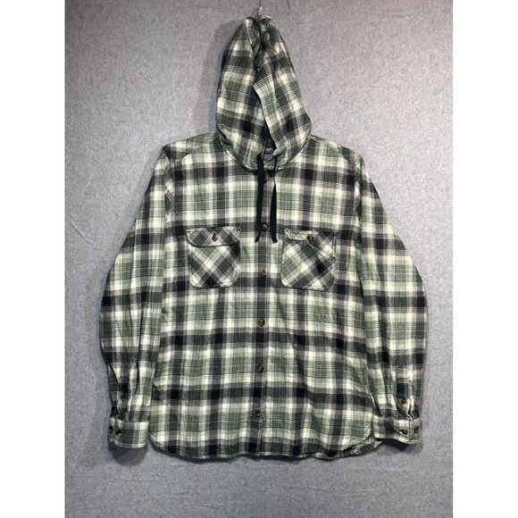 Carhartt Flannel Hoodie Women's Large Multicolor Plaid Cotton Pockets Button-Up - Picture 1 of 9